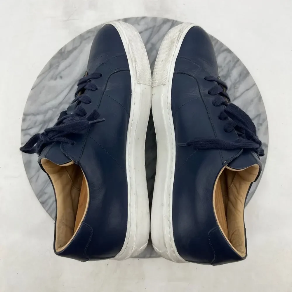 Greats Mens 8.5 Shoes Navy The Royale Leather Lace Up Low Top Casual Sneakers
